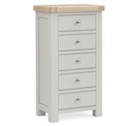 Salcombe Grey Oak 5 Drawer Tallboy Chest