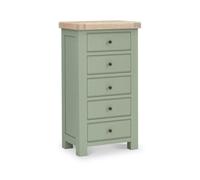 Salcombe Sage Oak 5 Drawer Tallboy Chest