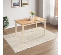 Salcombe Small Rectangular Solid Wood Dining Table With Cream Legs & Oak Effect Top FurnitureboxUK Light Oak One Size