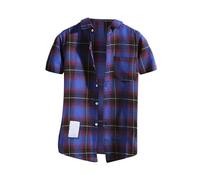 Sale Clearance, Checked Shirts for Men UK, Mens Summer Short Sleeve Plaid Shirts, Button Down Cotton Shirt with Chest Pocket, Regular-Fit Classic Short-Sleeved Shirt, Holiday Beach Causal Tops