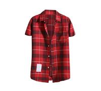 Sale Clearance, Checked Shirts for Men UK, Mens Summer Short Sleeve Plaid Shirts, Button Down Cotton Shirt with Chest Pocket, Regular-Fit Classic Short-Sleeved Shirt, Holiday Beach Causal Tops
