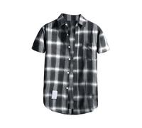 Sale Clearance, Checked Shirts for Men UK, Mens Summer Short Sleeve Plaid Shirts, Button Down Cotton Shirt with Chest Pocket, Regular-Fit Classic Short-Sleeved Shirt, Holiday Beach Causal Tops