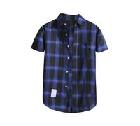 Sale Clearance, Checked Shirts for Men UK, Mens Summer Short Sleeve Plaid Shirts, Button Down Cotton Shirt with Chest Pocket, Regular-Fit Classic Short-Sleeved Shirt, Holiday Beach Causal Tops