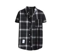 Sale Clearance, Checked Shirts for Men UK, Mens Summer Short Sleeve Plaid Shirts, Button Down Cotton Shirt with Chest Pocket, Regular-Fit Classic Short-Sleeved Shirt, Holiday Beach Causal Tops