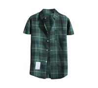 Sale Clearance, Checked Shirts for Men UK, Mens Summer Short Sleeve Plaid Shirts, Button Down Cotton Shirt with Chest Pocket, Regular-Fit Classic Short-Sleeved Shirt, Holiday Beach Causal Tops