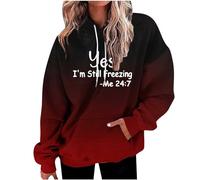 Sale Clearance Hoodies for Women Y2K Gradient Print Oversized Sweatshirt Casual Drawstring Hooded Pullover with Pocket Christmas Jumpers