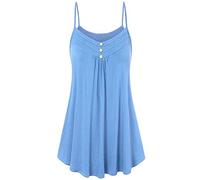 Sale Clearance Tank Tops Blouse Flattering Women Swing Spaghetti Strappy Button Down Ruffles Lady Plain Crop Top Cami Vest