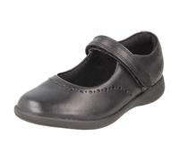 SALE GIRLS CLARKS ETCH CRAFT BLACK LEATHER OR PATENT RIPTAPE SHOES