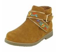 SALE Girls Spot On Zip Up Winter Floral Detail Ankle Boots H5R072