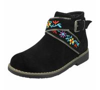 SALE Girls Spot On Zip Up Winter Floral Detail Ankle Boots H5R072