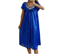 Sale Prime Women's Nightdresses Plus Size Short Sleeve Lace Nighties Ladies Elegant Nightshirts Nightwear Loose Plus Size Jersey Lingerie Soft Comfy Sleepwear Loungewear Oversized V Neck Sleep Tee