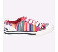 Rocket Dog Womenss Jazzin Eden Stripe Pumps in Red Textile - Size UK 3