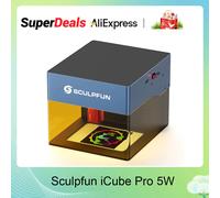 【Sale】Sculpfun iCube Pro 5W Laser Engraver Portable Laser BT Engraving Machine w/ Smoke Filter Temperature 130x130mm Area Type-C 5W