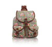 Sale Vintage Floral Designer Style Canvas Backpack/Rucksack Back To School (Grey)