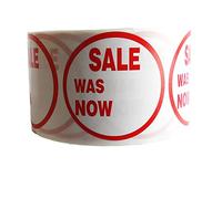 Sale was Now Self Adhesive Stickers Sticky Labels Price Labels for Retail Price Display 45mm Diamter Roll of 500 Stickers
