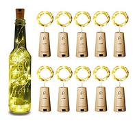 salefun Wine Bottle Lights with Cork 10 Pack Copper Wire Fairy Lights Bottle Lamp Warm White 2M/20 LEDs Battery Operated for Parties, Wedding, (Warm White)