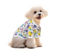 Salelf 80s 90s Memphis Pattern for Pure Cotton Pet T-Shirt for Dogs & Cats - Soft, Breathable Summer Tee or Sleeveless Vest, for Small Medium Breeds with Sensitive Skin