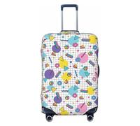 Salelf 80s 90s Memphis Pattern Luggage Cover Washable Elasticated Luggage Covers for Suitcase TSA Approved Stylish Scratch Resistant Luggage Case Protector, Black, M (22.8-25 in suitcase)