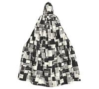 Salelf Abstract Broken Pattern for Halloween Cape for Adults, Black Cloak with Hood, Costume Cloak for Women Men, Elegant Velvet Gothic Cape Accessory for Halloween Party