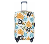 Salelf Abstract Palm Quill for Luggage Cover Washable Elasticated Suitcase Covers TSA Approved Stylish Dust and Scratch Resistant Case Protector for Kids and Adults, Black, S