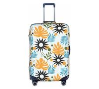 Salelf Abstract Palm Quill for Luggage Cover Washable Elasticated Suitcase Covers TSA Approved Stylish Dust and Scratch Resistant Case Protector for Kids and Adults, White, Small