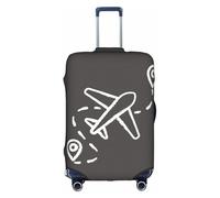 Salelf Airplane Route for Luggage Cover Washable Elasticated Suitcase Covers TSA Approved Stylish Dust and Scratch Resistant Case Protector for Kids and Adults, White, X-Large