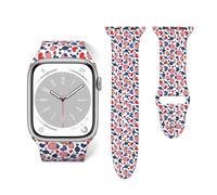 Salelf American Independence Day for Extra Long Apple Watch Band with Dual Buckle, Stretchy Silicone Strap, Sport Fashion Bands for Women Men Compatible with iWatch Series 9/8/SE, Silicone