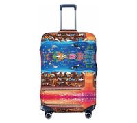 Salelf Animals On Noah's Ark Luggage Cover Washable Elasticated Luggage Covers for Suitcase TSA Approved Stylish Scratch Resistant Luggage Case Protector, Black, X-L (28.3-31.5 in suitcase)