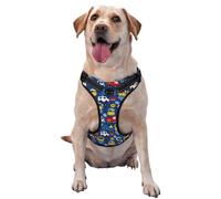 Salelf Animals Rescue Team No Pull Dog Harness Reflective Adjustable Pet VES No Choke Front Clip Pet Harness with 2 Leash Clips + 1 Pet Leash for Large Dog Walking