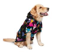 Salelf Anime Fox for Dog Hoodie Sweatshirt for Large Dogs, Winter Warm Fleece Lined Polyester Jacket for German Shepherd Golden Retriever, Reflective Strips for Night Walk