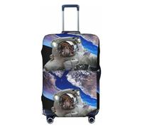 Salelf Astronaut in Outer Space Luggage Cover Washable Elasticated Luggage Covers for Suitcase TSA Approved Stylish Scratch Resistant Luggage Case Protector, Black, S (18.8-20.8 in suitcase)