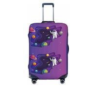 Salelf Astronaut on Mission in Outer Space Luggage Cover Washable Elasticated Luggage Covers for Suitcase TSA Approved Stylish Scratch Resistant Luggage Case Protector, Black, X-L (28.3-31.5 in