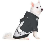 Salelf Astronaut Sits on Moon for Small Dog Hoodie for Winter Fall, Warm Polyester Puppy Clothes with Hood, Soft Cozy Dog Sweater for Small Breeds, Cold Weather Pet Apparel