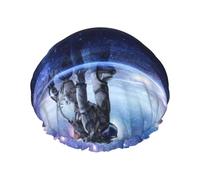 Salelf Astronauts Start Running Shower Caps for Women Reusable Waterproof Soft Women Shower Hat Reusable Hair Cap for Shower Double Protection Layers