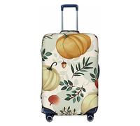 Salelf Autumn Pumpkins Leaves Apples Luggage Cover Washable Elasticated Luggage Covers for Suitcase TSA Approved Stylish Scratch Resistant Luggage Case Protector, Black, S (18.8-20.8 in suitcase)