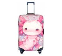 Salelf Axolotl Flower for Luggage Cover Washable Elasticated Suitcase Covers TSA Approved Stylish Dust and Scratch Resistant Case Protector for Kids and Adults, White, S
