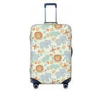 Salelf Banana and Banana Slices Luggage Cover Washable Elasticated Luggage Covers for Suitcase TSA Approved Stylish Scratch Resistant Luggage Case Protector, Babies Hand Draw Animals, X-L (28.3-31.5