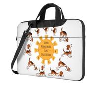 Salelf Beagle Doing Yoga for 360 Protection Laptop Bag for 13-15.6 Inch, Business Messenger Briefcase, Black, 14 inch