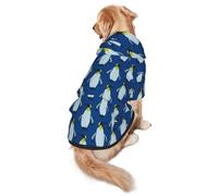 Salelf Beautiful King Penguin Pattern Dog Hoodie Security Dog Hoodie Sweater with Pocket and Leash Hole Warm Pet Clothes Dog Winter Sweatshirt for Medium Large Dogs