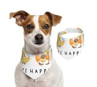 Salelf Bee Happy Sunflower Gnomes for Dog Bandana Adjustable - Quick Dry & Breathable Cotton, Cute Floral Pattern for Small Medium Large Dogs, Perfect for Holiday Photos