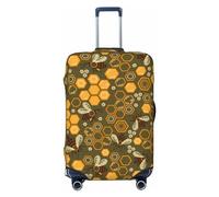 Salelf Beige Sparkling Glitter Luggage Cover Washable Elasticated Luggage Covers for Suitcase TSA Approved Stylish Scratch Resistant Luggage Case Protector, Bees And Honeycombs, M (22.8-25 in suitcase