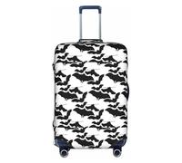 Salelf Black Bats for Luggage Cover Washable Elasticated Suitcase Covers TSA Approved Stylish Dust and Scratch Resistant Case Protector for Kids and Adults, White, X-Large