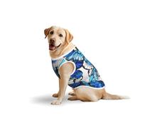 Salelf Blue and White Butterflies for Dog Costume, All Season Soft Pure Cotton Pet Harness, Outerwear for Medium to Large Dogs, Outdoor Walking