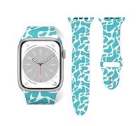 Salelf Blue Animal Skin for Extra Long Apple Watch Band with Dual Buckle, Stretchy Silicone Strap, Sport Fashion Bands for Women Men Compatible with iWatch Series 9/8/SE