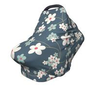 Salelf Blue Flower Car Seat Baby Nursing Cover Up for Breastfeeding Stretchy Carseat Canopy Multi-Use Milk Snob 5 in 1 Cover Gifts for Baby and Mom