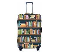 Salelf Bookshelves Full of Books for Luggage Cover Washable Elasticated Suitcase Covers TSA Approved Stylish Dust and Scratch Resistant Case Protector for Kids and Adults, Black, Medium