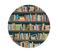 Salelf Bookshelves Full of Books for Round Mouse Pad with Stitched Edge Premium-Textured Waterproof Non-Slip Rubber Base Desktop Protection Mat Diameter 8.7 inches