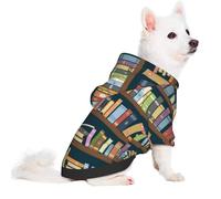 Salelf Bookshelves Full of Books for Small Dog Hoodie for Winter Fall, Warm Polyester Puppy Clothes with Hood, Soft Cozy Dog Sweater for Small Breeds, Cold Weather Pet Apparel