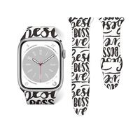 Salelf Boss Ever for Extra Long Apple Watch Band with Dual Buckle, Stretchy Silicone Strap, Sport Fashion Bands for Women Men Compatible with iWatch Series 9/8/SE