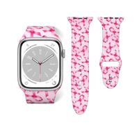 Salelf Breast Cancer Ribbons Awareness for Extra Long Apple Watch Band with Dual Buckle, Stretchy Silicone Strap, Sport Fashion Bands for Women Men Compatible with iWatch Series 9/8/SE, Silicone